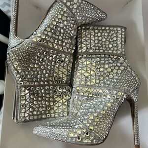 Steve Madden Silver Rhinestone Heeled Boots